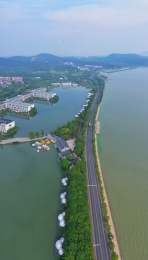 航拍中国江苏常州太湖湾度假区