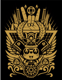 中国风国潮艺术插画复古潮牌武士鼠