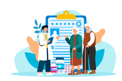 老年人看病矢量插画