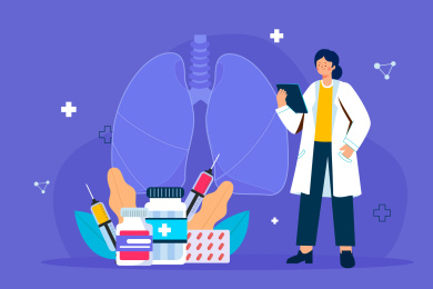 医生治疗肺部疾病矢量插画