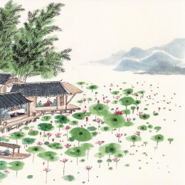 水墨插画二十四节气大暑