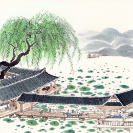 水墨插画二十四节气夏至