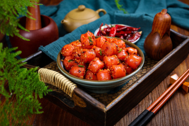 小吃美食油炸火腿肠