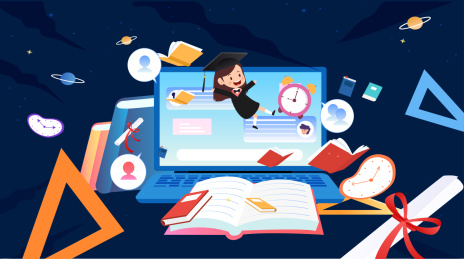 在线教育学习矢量插画