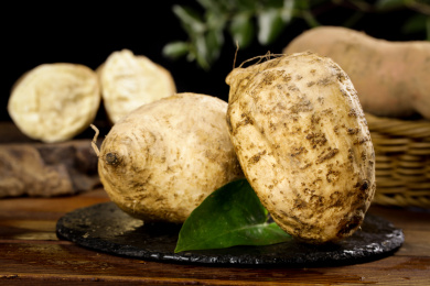 黑底上放着白薯