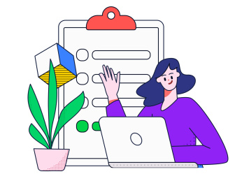 邀请好友进行问卷调查扁平矢量概念运营插画