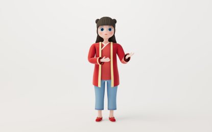 古风小女孩卡通角色3D渲染