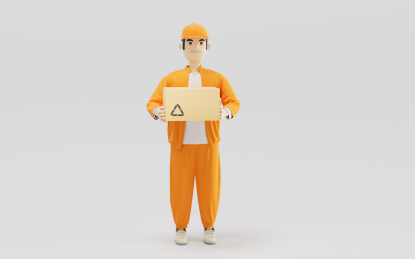 卡通角色快递员3D渲染