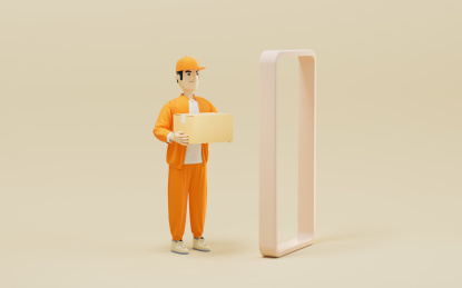 卡通角色快递员3D渲染