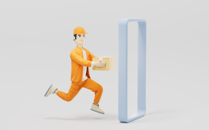 卡通角色快递员3D渲染