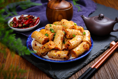 美味小吃凉拌素肉素豆肠