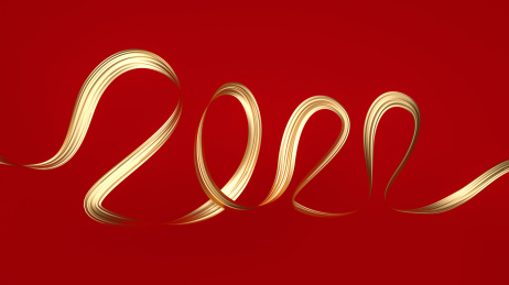 2022金色飘带创意3d海报