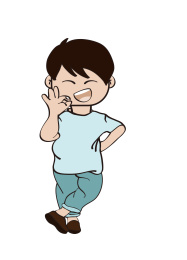 掐腰的微笑男孩插画