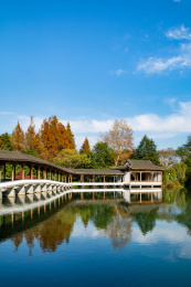 中国浙江杭州西湖江南传统中式园林风光风景