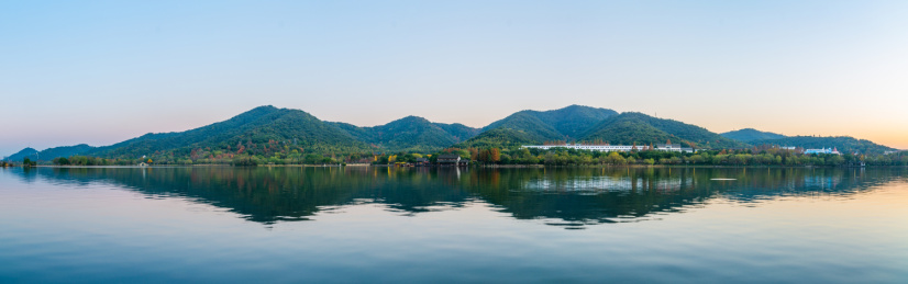 中国浙江杭州萧山湘湖旅游度假区山水景观