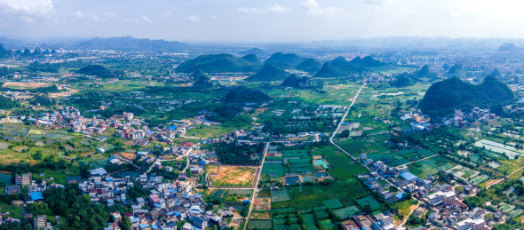 全景航拍桂林郊区风光