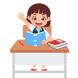 上课坐在课桌后的学生