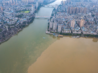 航拍重庆市合川区文峰古街商圈
