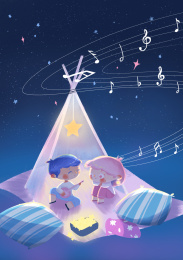 弹琴的男孩和听歌的女孩夜空下约会