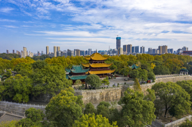航拍中国湖南岳阳岳阳楼景区