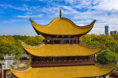 航拍中国湖南岳阳岳阳楼景区