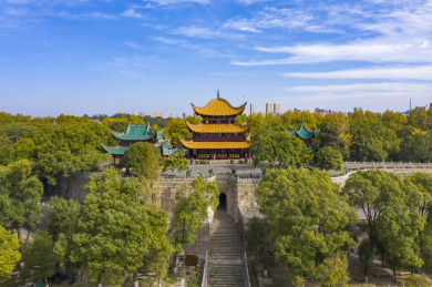 航拍中国湖南岳阳岳阳楼景区