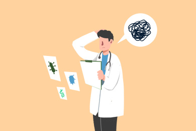 卡通手绘世界罕见病日医疗背景插画