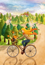 环保可持续插画主题低碳出行