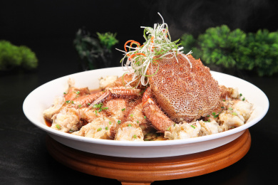 葱油蒸红毛蟹  葱油蒸红毛蟹