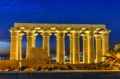 非洲埃及卢克索神庙夜景