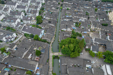 浙江绍兴八字桥水乡特色风景航拍