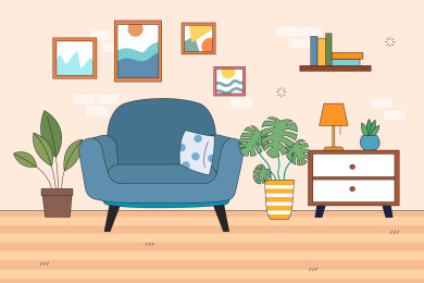 房间场景矢量插画