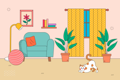 室内家居场景矢量插画