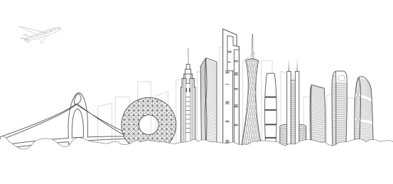 中国广东广州市城市剪影矢量插画