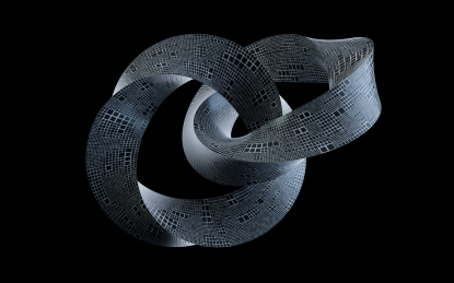 黑色抽象乌比斯环3D渲染