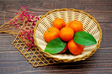 竹篮子里广东四会传统土特产沙糖桔