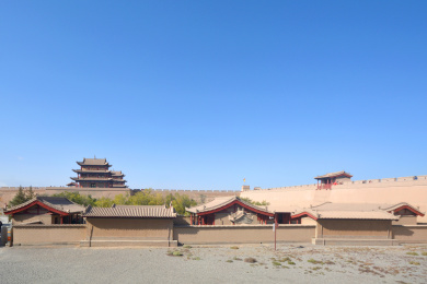 中国甘肃嘉峪关长城将军府邸游击衙门俯拍