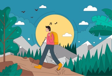 一个人去山中徒步登山