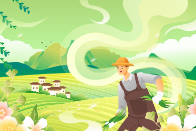 春季农耕矢量插画