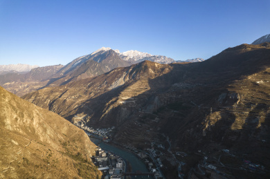 航拍四川省阿坝州汶川风光