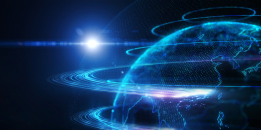 蓝色炫酷科技数据星球星空新闻感背景