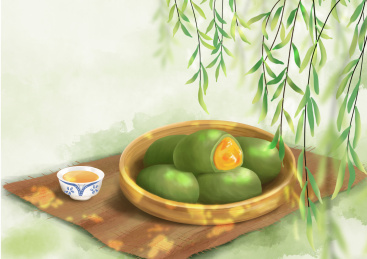 中国风传统美食清明节青团子
