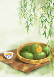 中国风传统美食清明节青团子