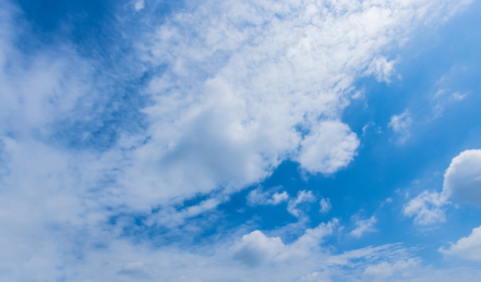 秋季蓝天漂浮的毛卷云自然景观