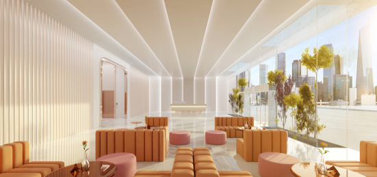 三维设计接待柜台和等候区大厅