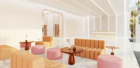 三维设计接待柜台和等候区大厅