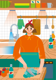 少女下厨制作美味大餐