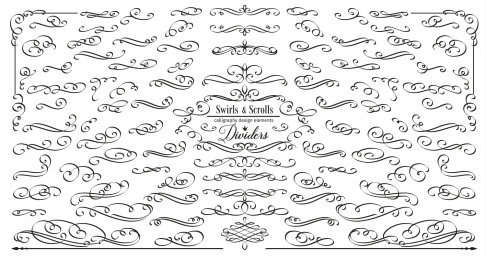 黑色曲线边框元素