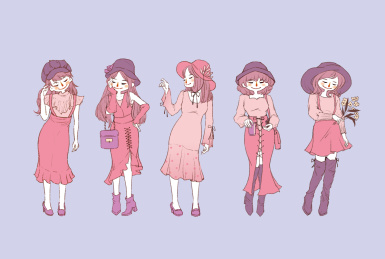 时尚春装插画女孩