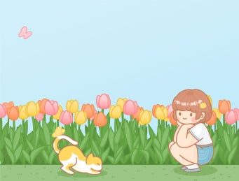 郁金香花丛里的女孩